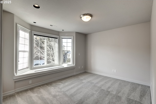 carpeted empty room with a healthy amount of sunlight and a textured ceiling