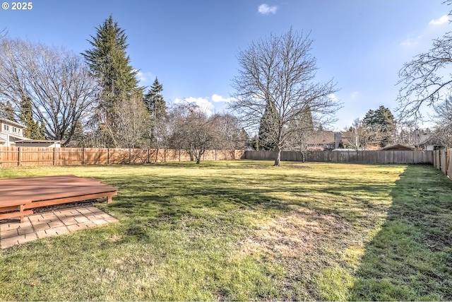 view of yard featuring a fenced backyard