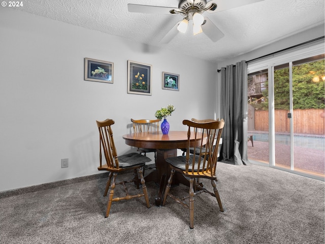 1890 NW 6th Dr, Gresham, OR 97030 - dining space with carpet floors, ceiling fan, and a textured ceiling