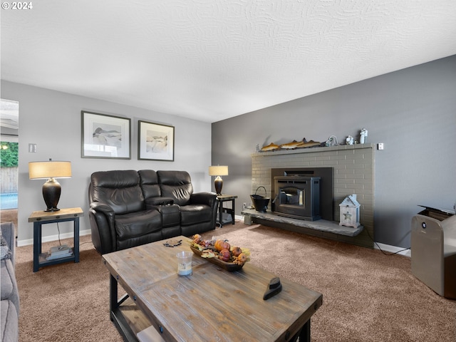 1890 NW 6th Dr, Gresham, OR 97030 - living area featuring carpet flooring and a brick fireplace