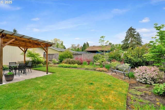view of yard featuring a fenced backyard and a patio area