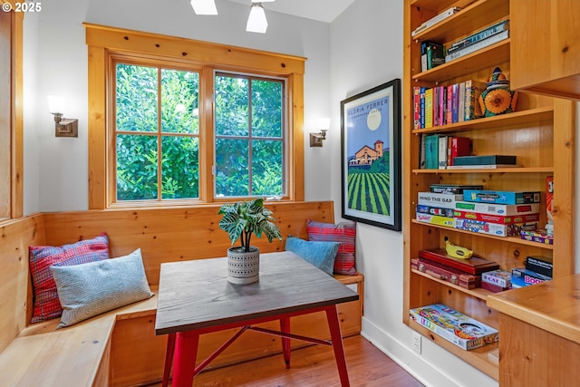dining space featuring wood finished floors