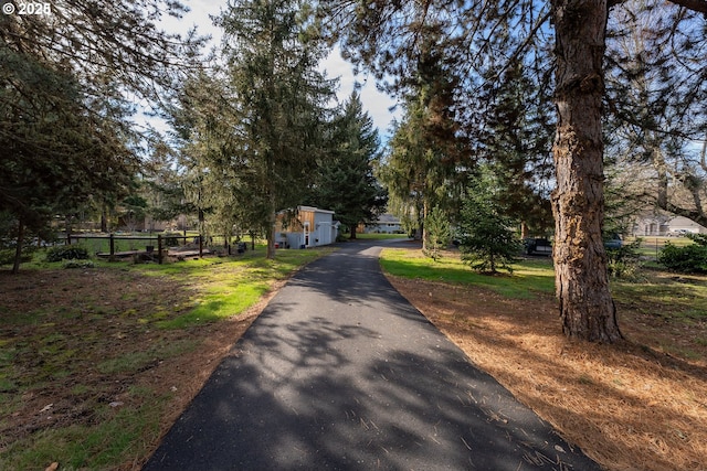 view of street with aphalt driveway