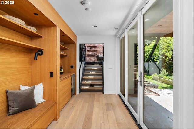 5210 SW Hewett Blvd, Portland, OR 97221 - mudroom with light wood finished floors and recessed lighting