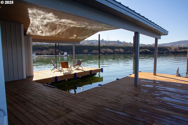 view of dock featuring a water view