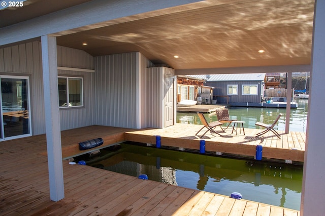 view of dock featuring a water view