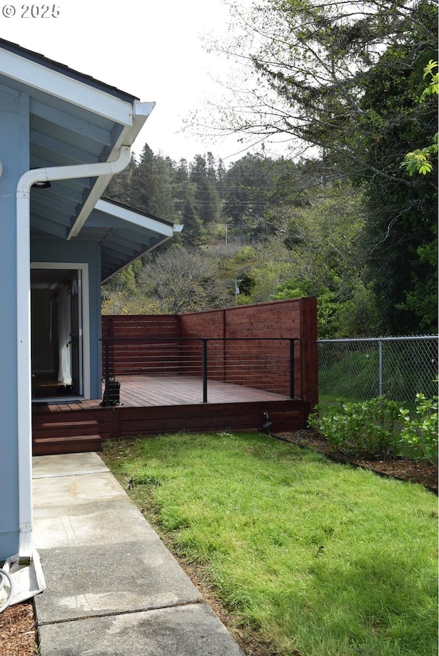 29519 Crook St, Gold Beach, OR 97444 - view of yard featuring a deck and fence