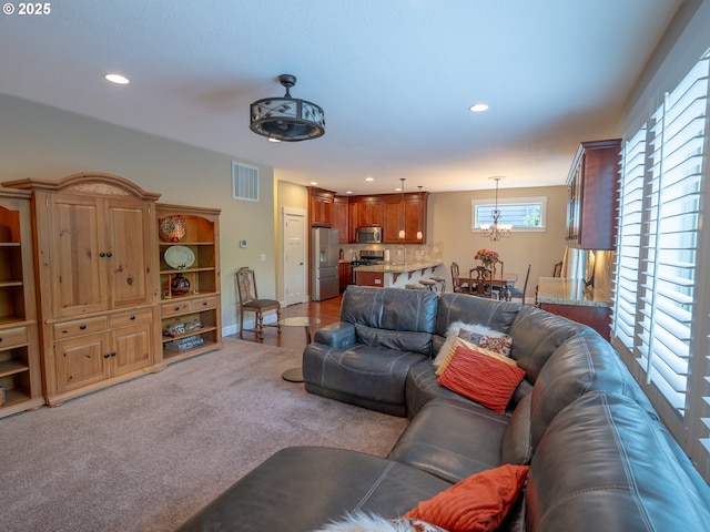 14988 SE Glenbrook Rd, Clackamas, OR 97015 - living area featuring a chandelier and recessed lighting