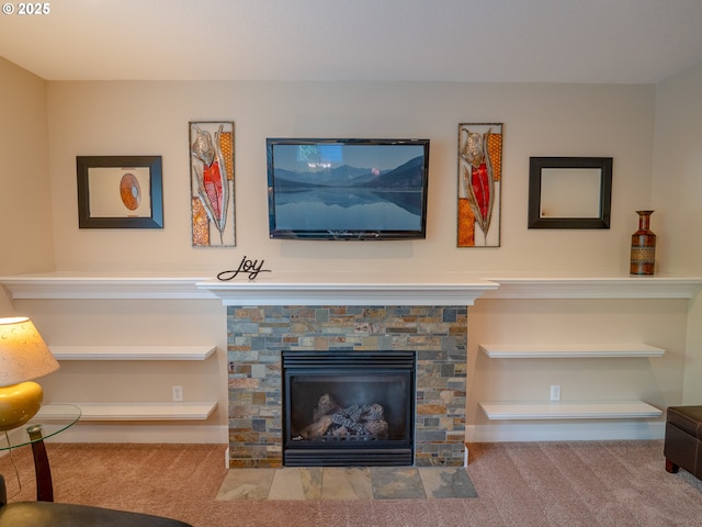 14988 SE Glenbrook Rd, Clackamas, OR 97015 - living area with carpet and a fireplace