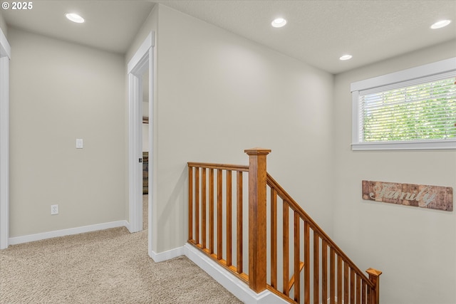 18289 SW Maidenfern Ln, Sherwood, OR 97140 - corridor with an upstairs landing, carpet flooring, recessed lighting, and baseboards