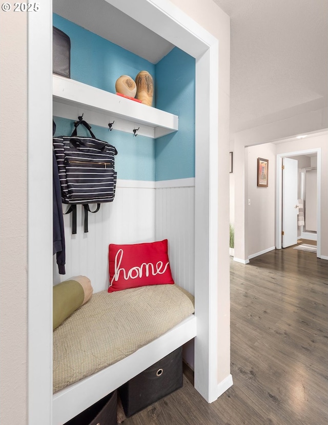 14805 SW 109th Ave, Portland, OR 97224 - mudroom featuring wood finished floors, wainscoting, and baseboards