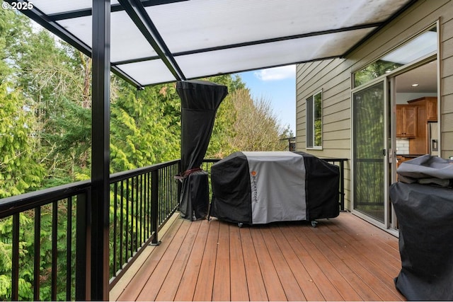 deck featuring grilling area