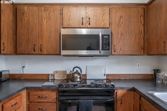 kitchen with sink and black electric range