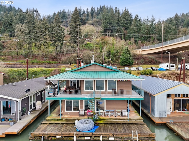 exterior space featuring a wooden deck