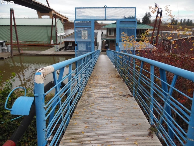 view of dock featuring a water view