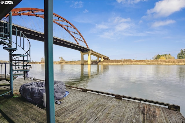 view of dock featuring a water view