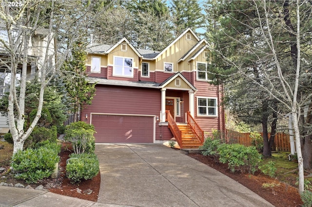 craftsman house featuring a garage