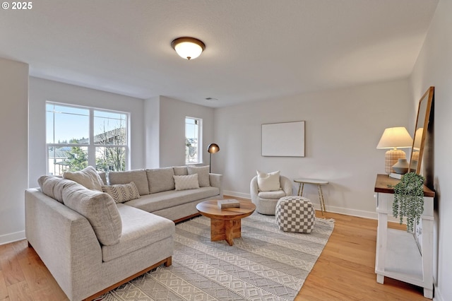 living room with hardwood / wood-style floors