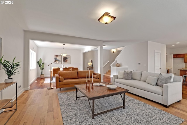 living room featuring light hardwood / wood-style flooring