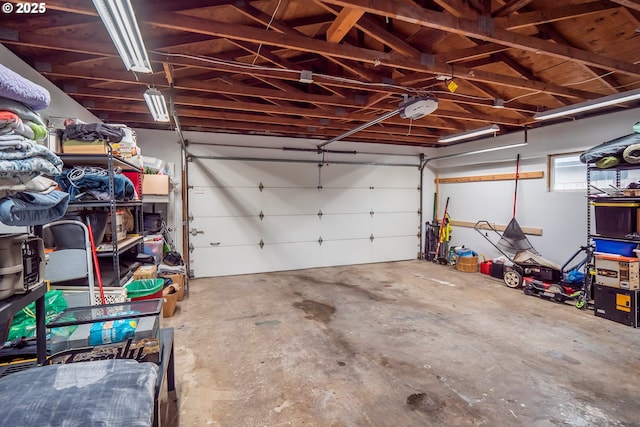 garage with a garage door opener