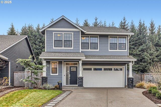 craftsman inspired home featuring a garage