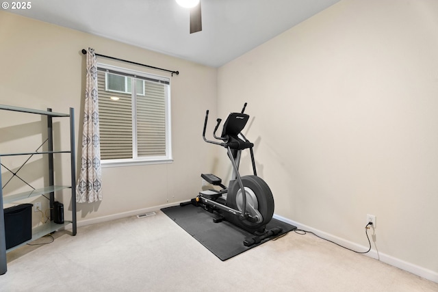 20053 SW 54th Ter, Tualatin, OR 97062 - workout area with carpet, baseboards, and a ceiling fan