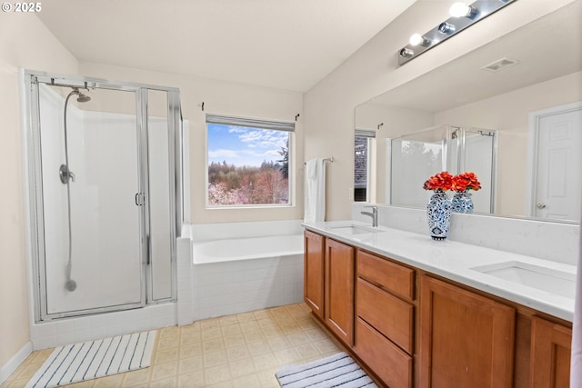 20053 SW 54th Ter, Tualatin, OR 97062 - full bathroom with a shower stall, a garden tub, and double vanity