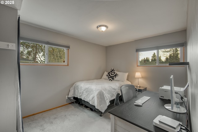 carpeted bedroom featuring multiple windows