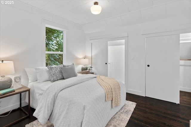 bedroom featuring dark wood-type flooring