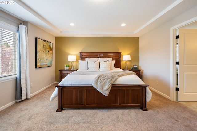 17007 NW Reuben Ln, Portland, OR 97229 - bedroom with light carpet, recessed lighting, and a raised ceiling