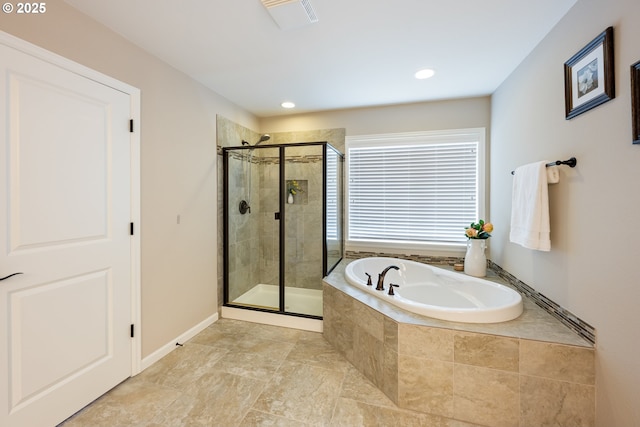 17007 NW Reuben Ln, Portland, OR 97229 - full bath with a bath, a stall shower, and recessed lighting