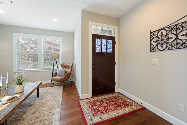 17007 NW Reuben Ln, Portland, OR 97229 - foyer with dark wood-style flooring and recessed lighting