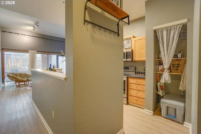 corridor featuring light hardwood / wood-style floors