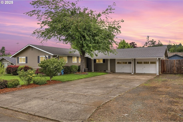 1808 S 4th St, Cottage Grove, OR 97424 - ranch-style home with an attached garage, concrete driveway, and roof with shingles