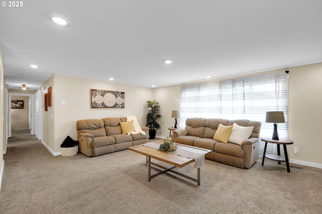 1808 S 4th St, Cottage Grove, OR 97424 - living area with light carpet, baseboards, and recessed lighting