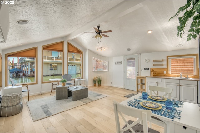 19609 NE Marine Dr Unit E 10, Gresham, OR 97230 - interior space with a ceiling fan, light wood finished floors, and a textured ceiling