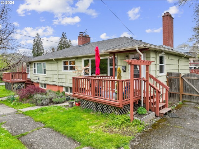51055109 SE Tibbetts St, Portland, OR 97206 - rear view of house featuring a chimney and a deck