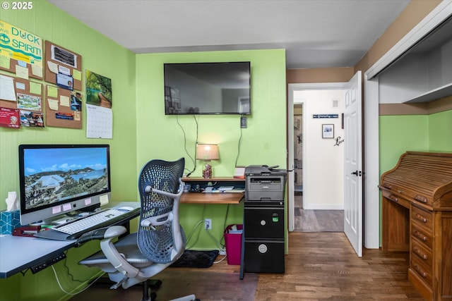 office area featuring wood finished floors