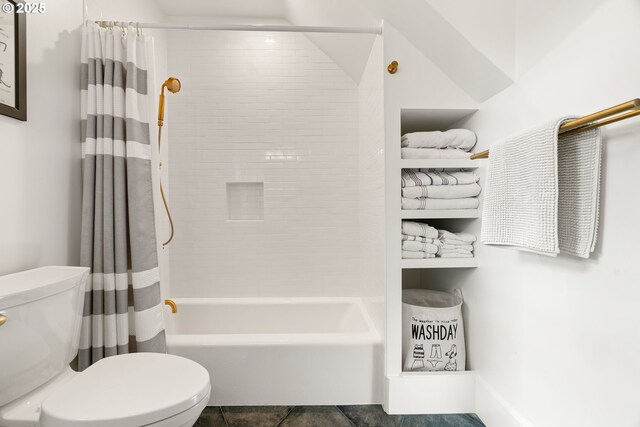 7985 SW Maple Dr, Portland, OR 97225 - full bath with toilet, shower / bath combo with shower curtain, and tile patterned floors