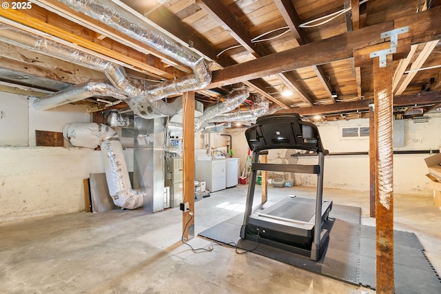7985 SW Maple Dr, Portland, OR 97225 - unfinished below grade area featuring washing machine and clothes dryer and heating unit