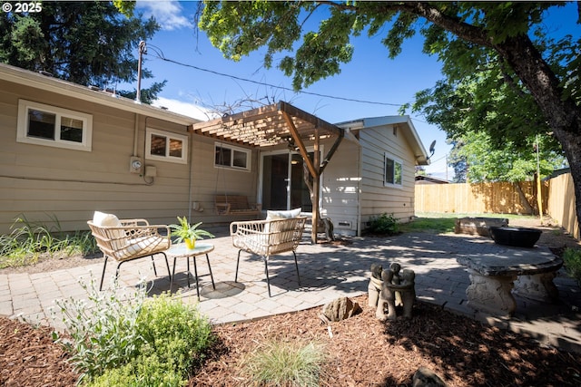 1379 Tucker Rd, Hood River, OR 97031 - rear view of house featuring a patio, a fenced backyard, and outdoor lounge area