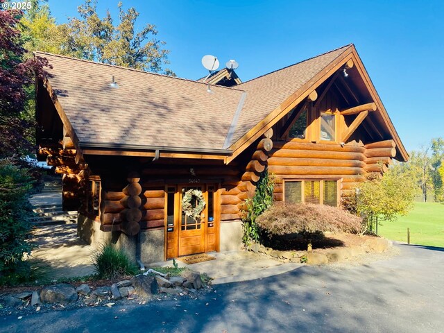 34643 Mountain View Pl NE, Albany, OR 97322 - log home featuring log siding and roof with shingles