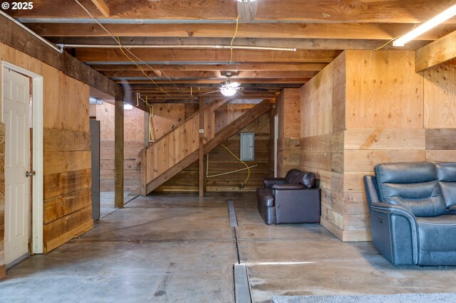 34643 Mountain View Pl NE, Albany, OR 97322 - below grade area with electric panel and wood walls