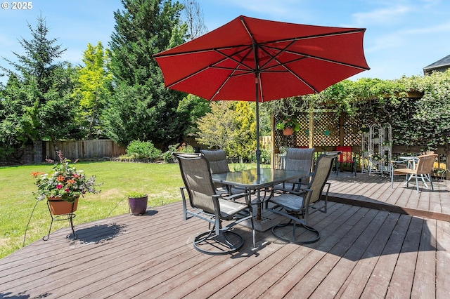16295 NW Energia St, Portland, OR 97229 - wooden terrace featuring outdoor dining space and a fenced backyard