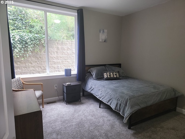 bedroom with carpet and multiple windows