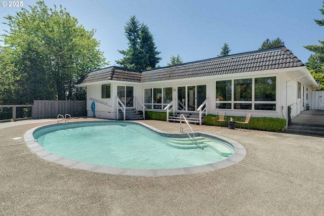 17141 Hofer Ct, Lake Oswego, OR 97034 - rear view of property with a tiled roof and a patio area