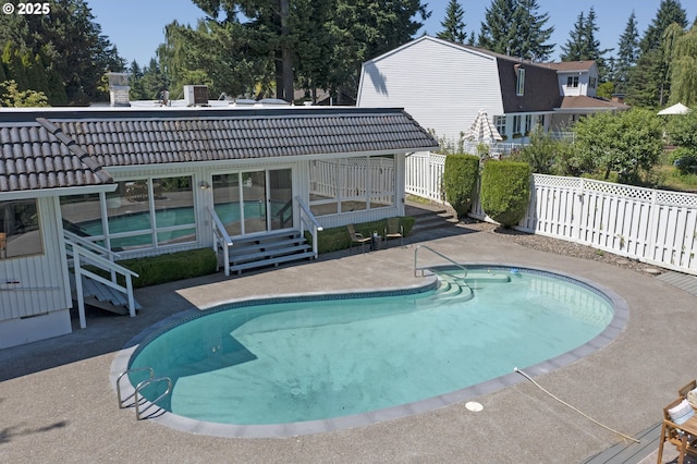 17141 Hofer Ct, Lake Oswego, OR 97034 - view of swimming pool with stairway and a patio