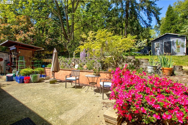 590 Fairchild St, Canyonville, OR 97417 - exterior space featuring a storage shed, a patio, and an outdoor structure