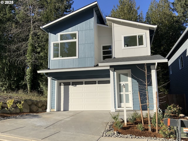 contemporary house with a garage