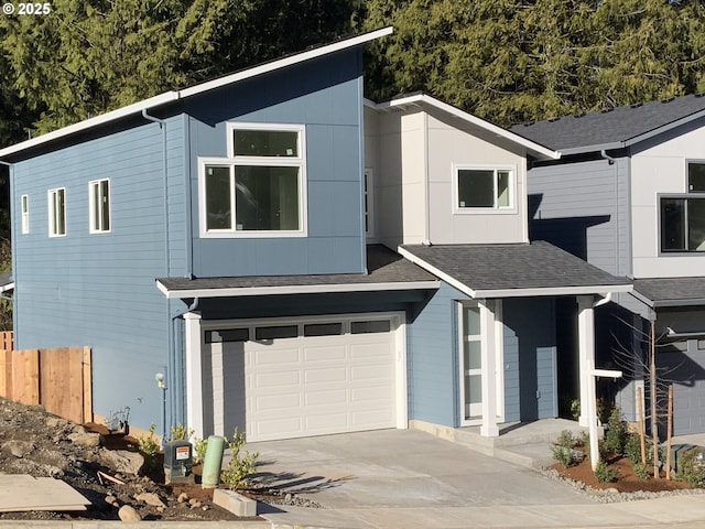 contemporary house featuring a garage